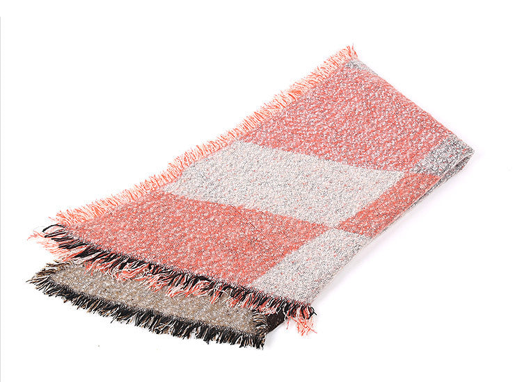 Damen Fransen-Schal mit geometrischem Muster