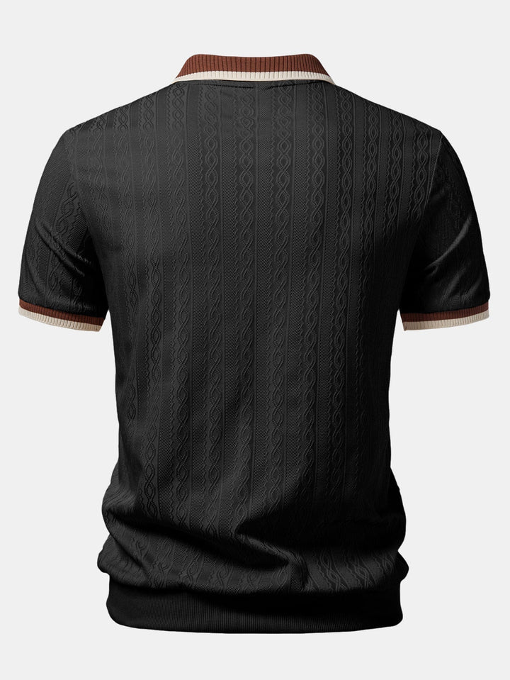 Herren Kurzarm Zip Polo & Elastischer Bund Gerade-Hosen Set
