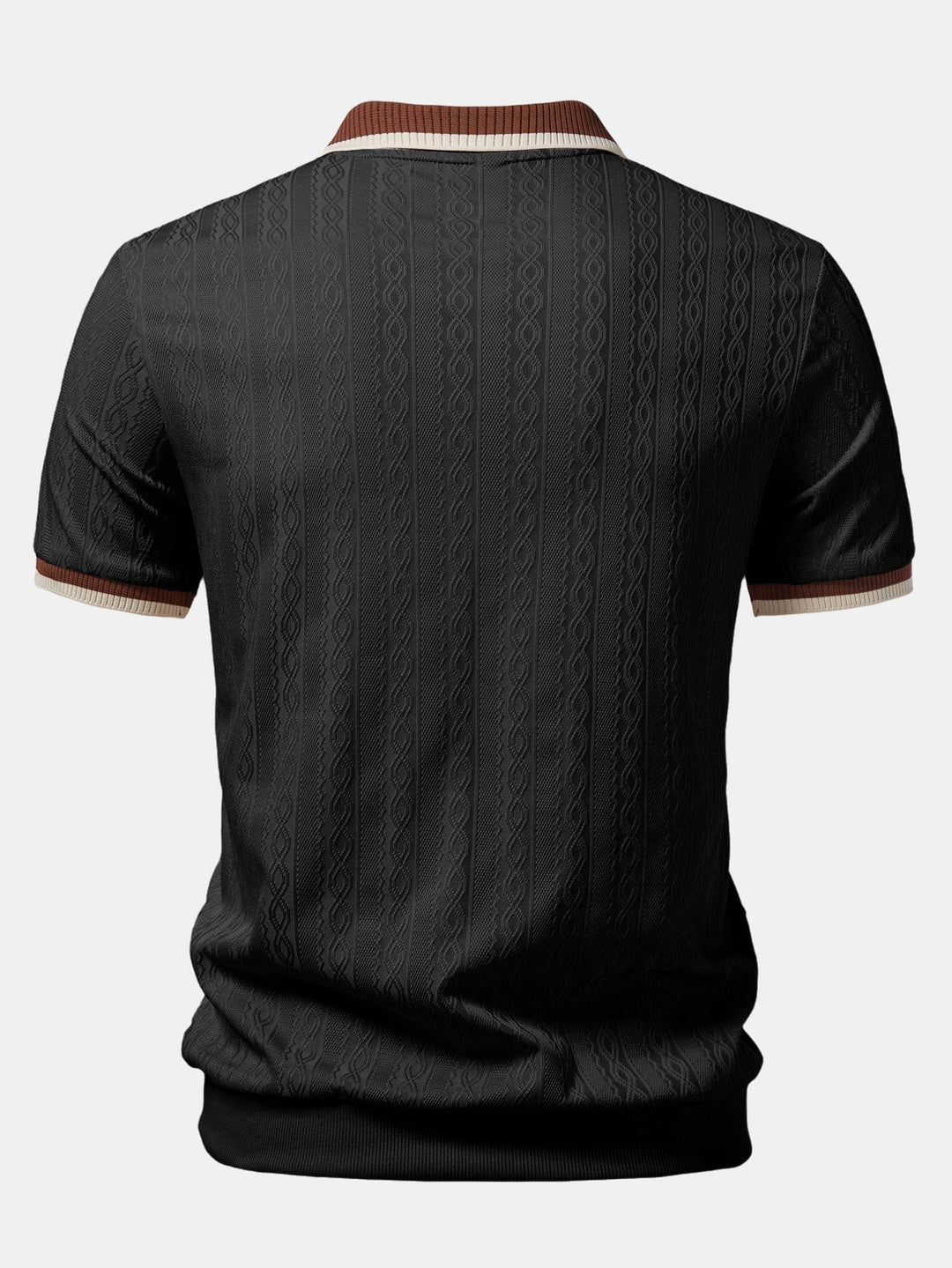 Structured Knit Polo with Contrast Trim and Zipper