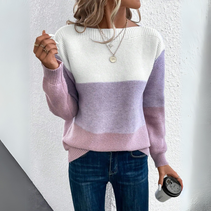 Clara - Stylish Three-Color Patchwork Sweater