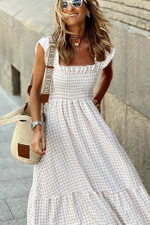 Odette™ - Elegant Checkered Summer Dress