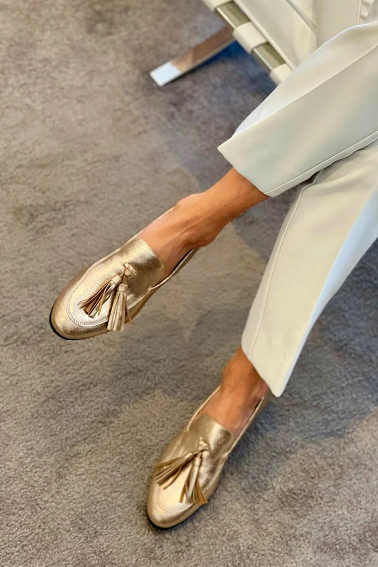 GOLD TASSEL LOAFERS