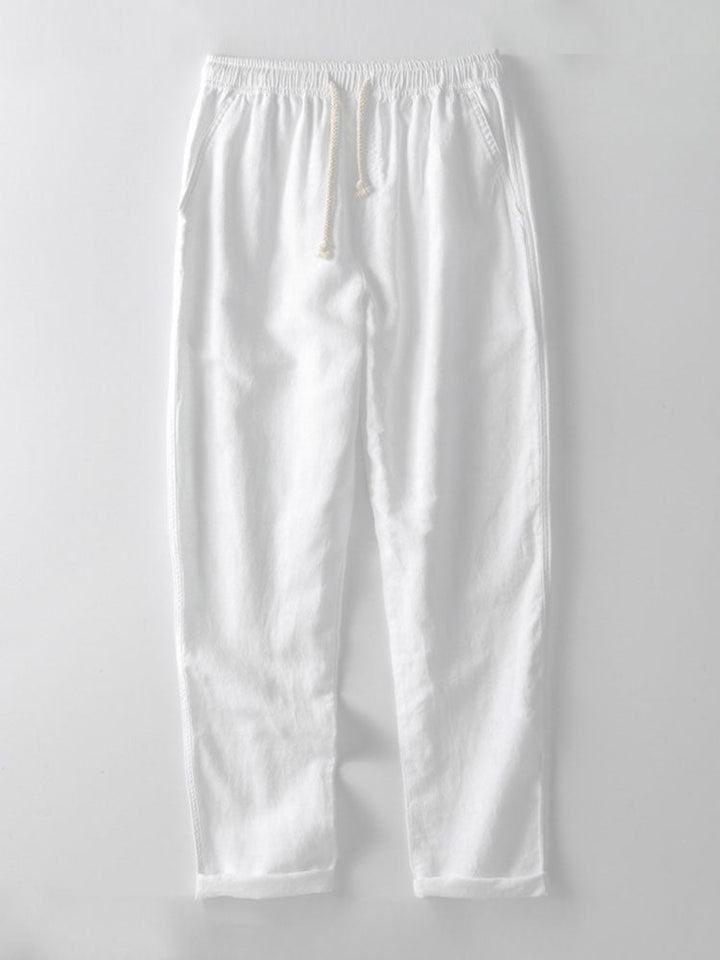 Button-up shirt and straight-cut trousers in a linen-rayon blend
