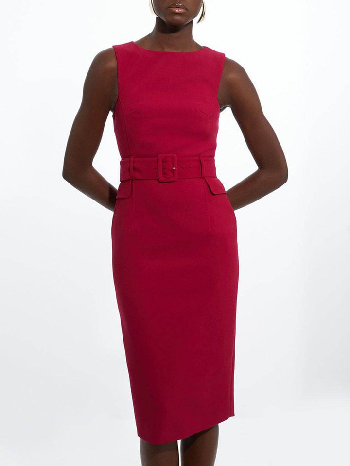 Chic and Sophisticated Midi Dress with Formal Tie Detail