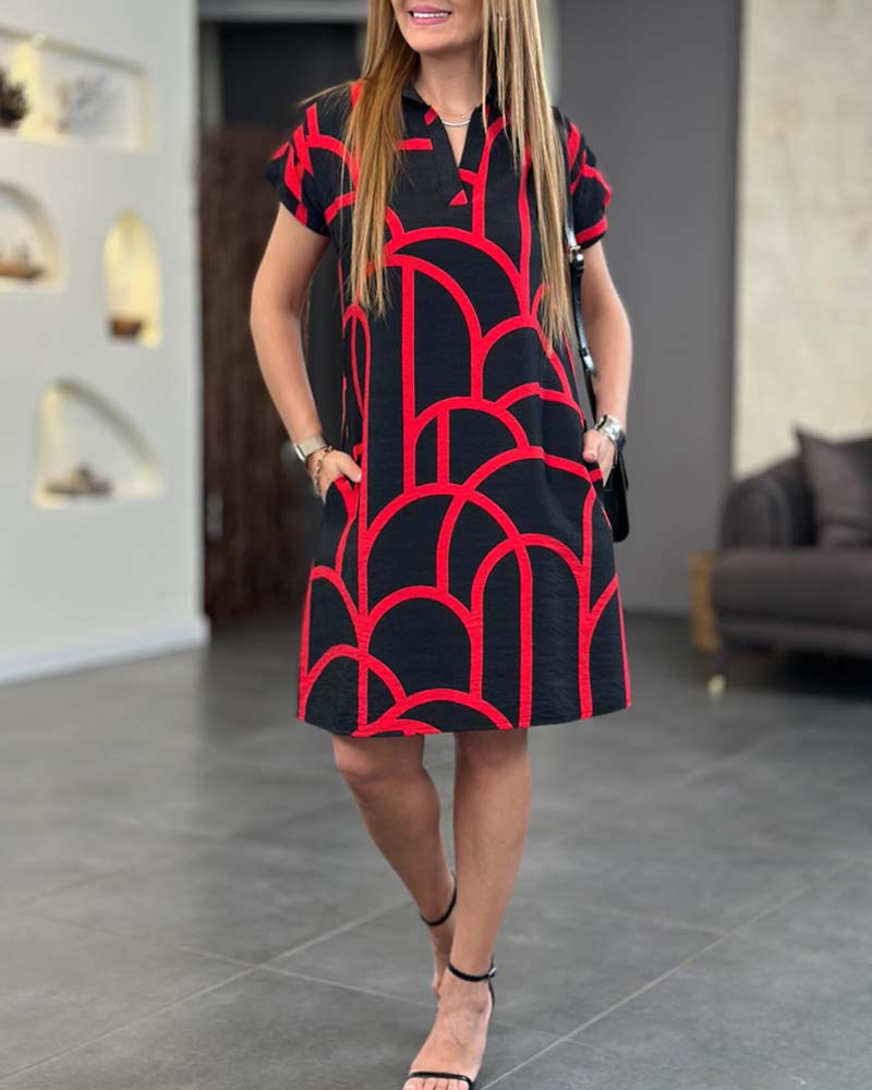 Ellanore - Polo Dress with Geometric Print