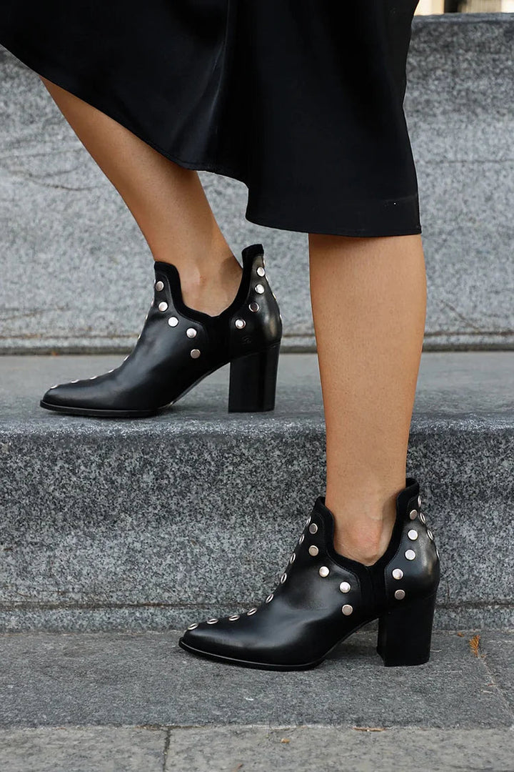 ANKLE BOOT WITH STUDS AND BLOCK HEEL