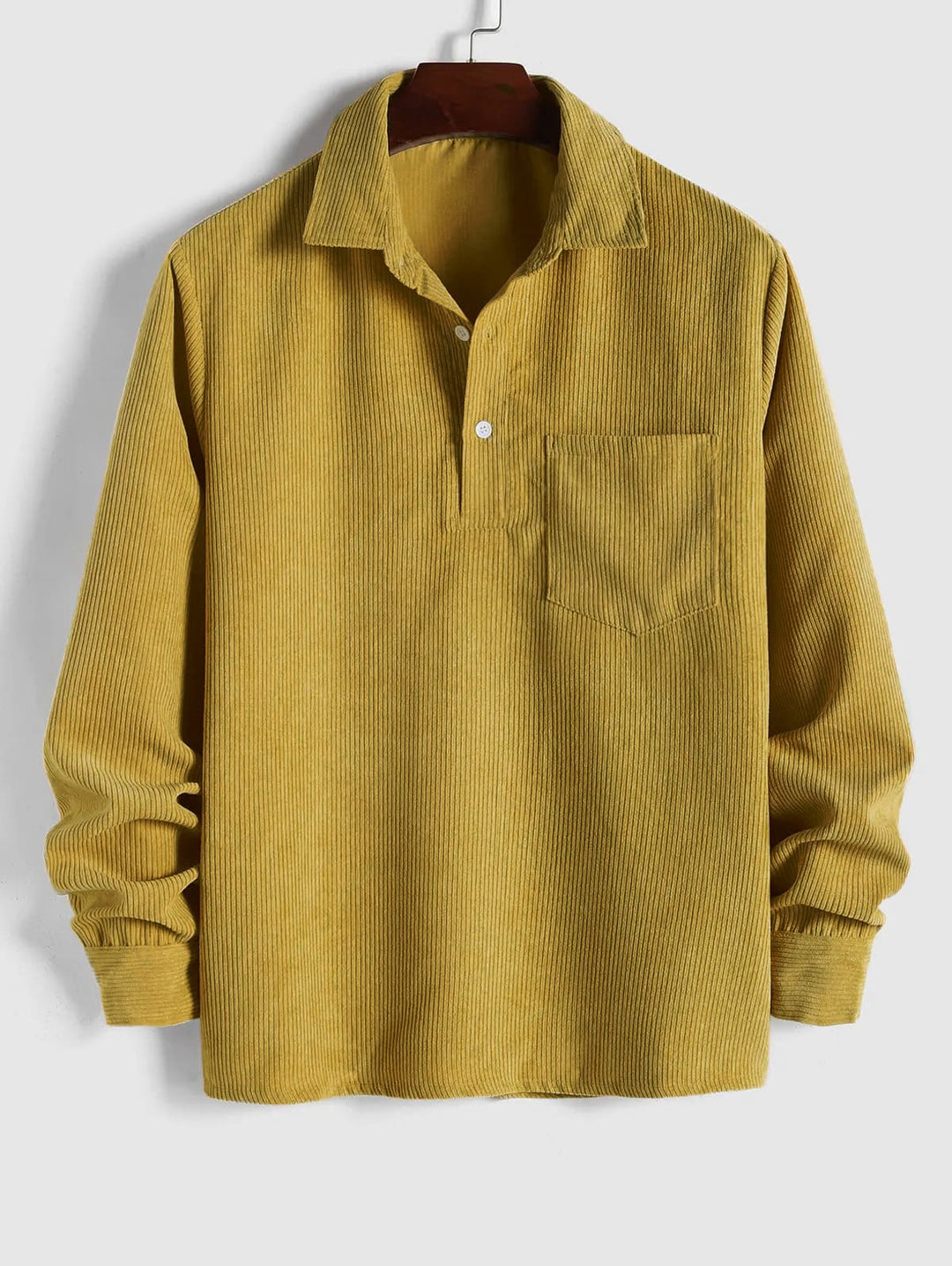 Men's Corduroy Long-Sleeve Half-Placket Shirt