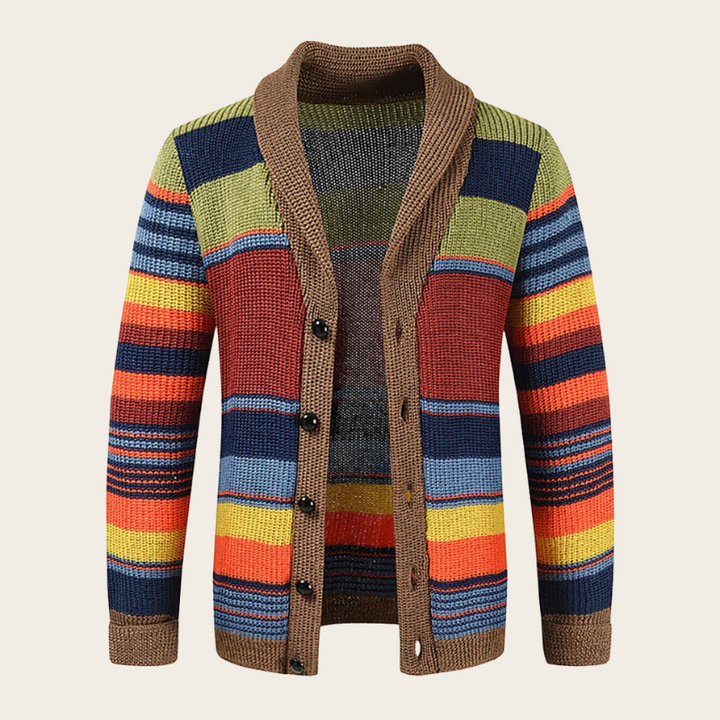 James | Men's Striped Button-Up Cardigan