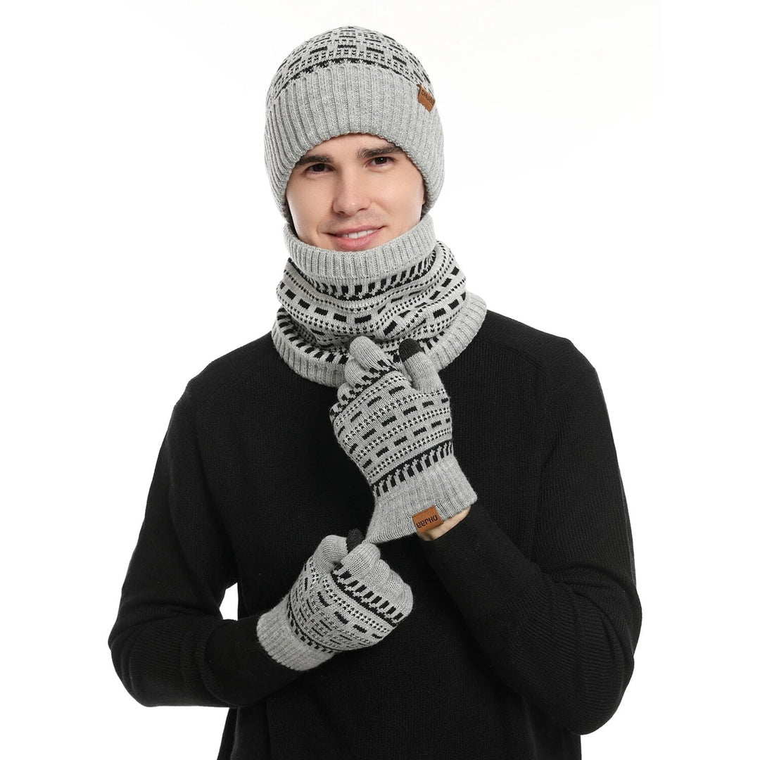 3-teiliges Winterset mit Mütze, Handschuhen und Schal