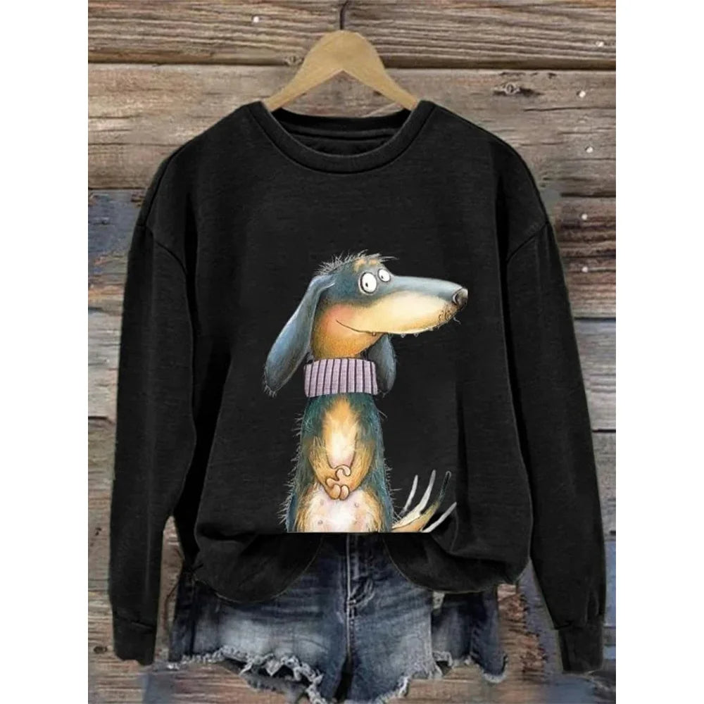 Women's sweatshirt with a round neckline and long sleeves
