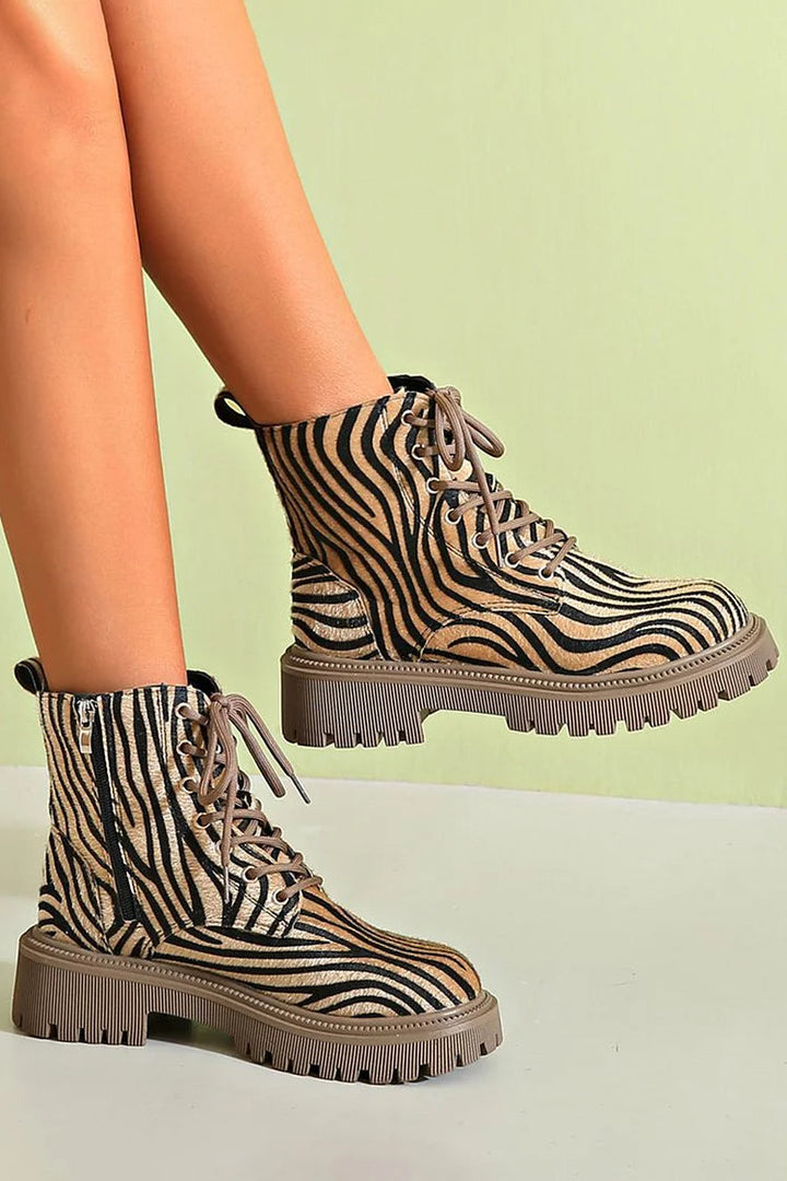 ZEBRA PRINT LACE-UP SHOES