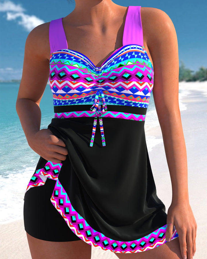 Eliza | Lace-Up Striped Swimsuit