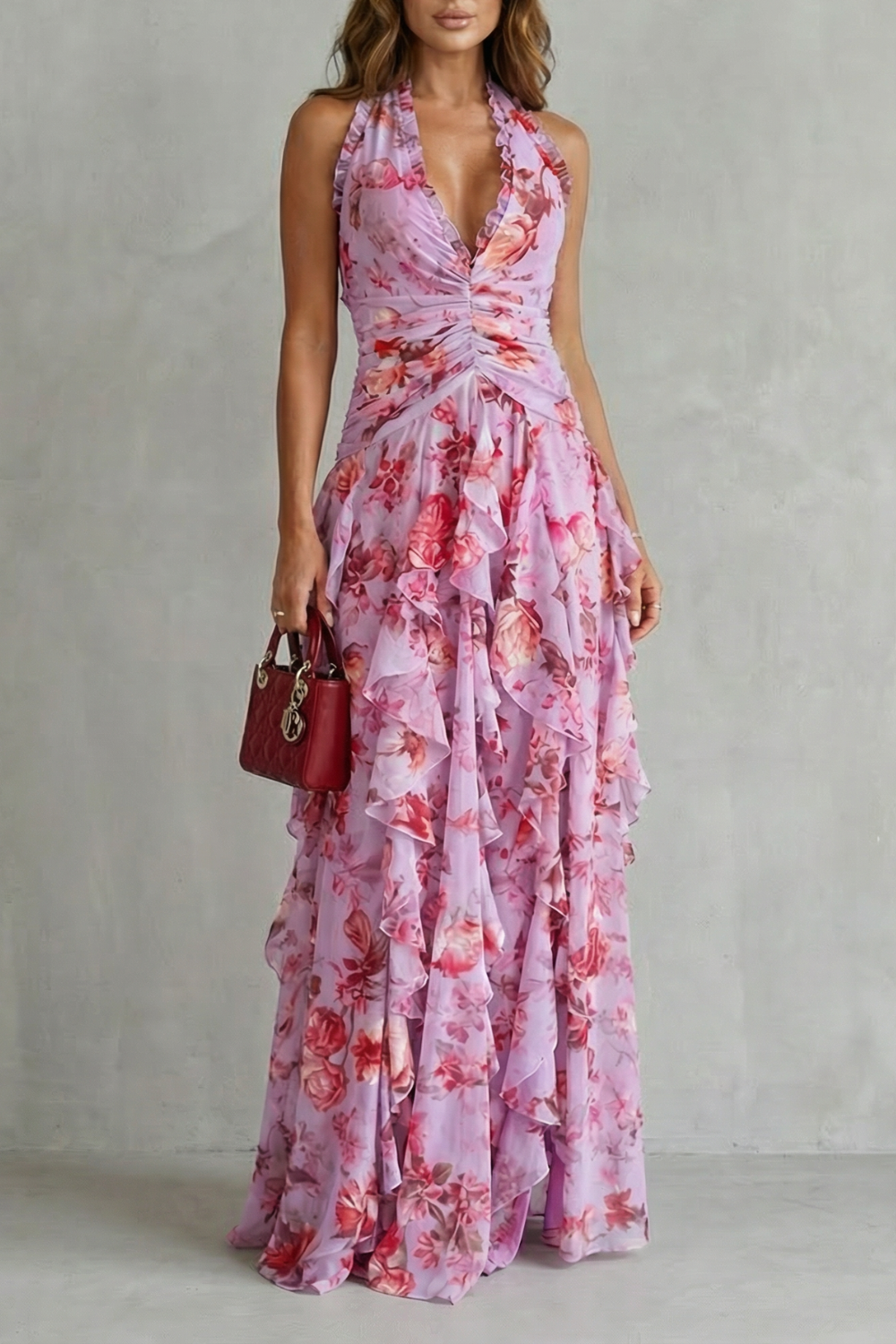 Belladina | Damen Floral Maxi Kleid mit Rüschen