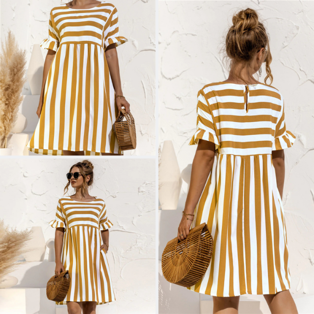 Levoire | Striped Ruffle Maternity Dress