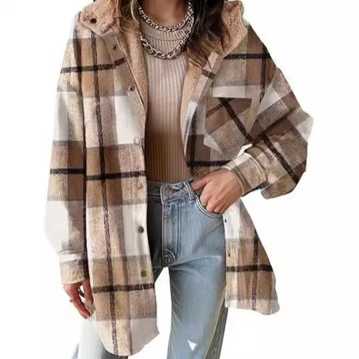 Tallulah™ - Relaxed Fit Plaid Hooded Jacket
