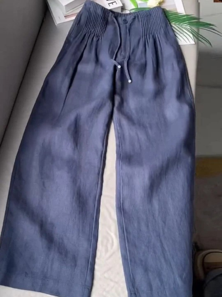 Camille | Cotton-Linen Blend Wide Leg Pants