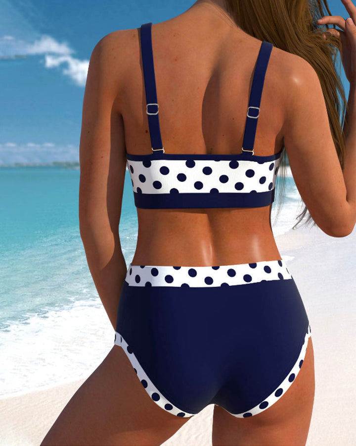 Hannah | High Waisted Patchwork Bikini with Peas