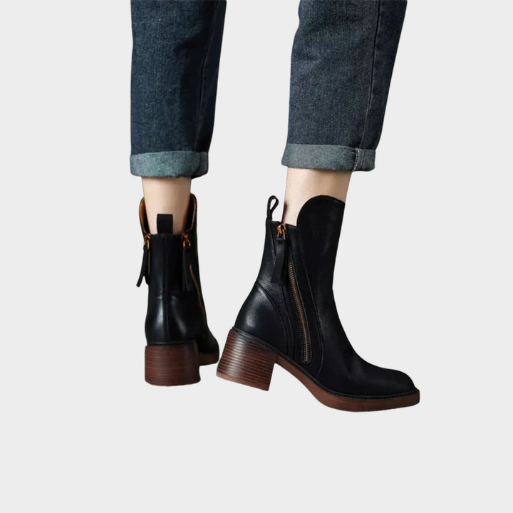Gabriella | Comfortable Leather Ankle Heels