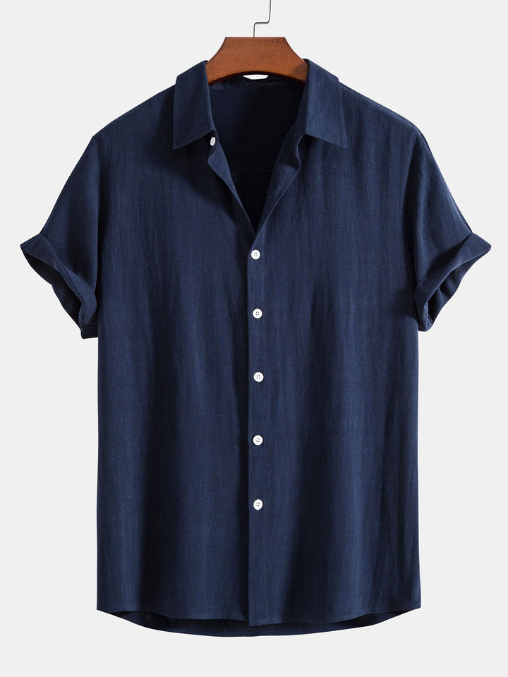 Button-up shirt and straight-cut trousers in a linen-rayon blend
