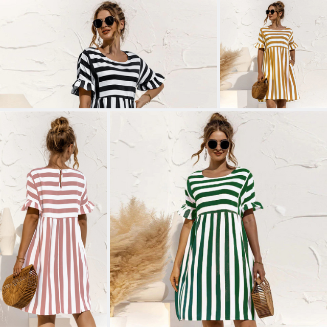 Levoire | Striped Ruffle Maternity Dress