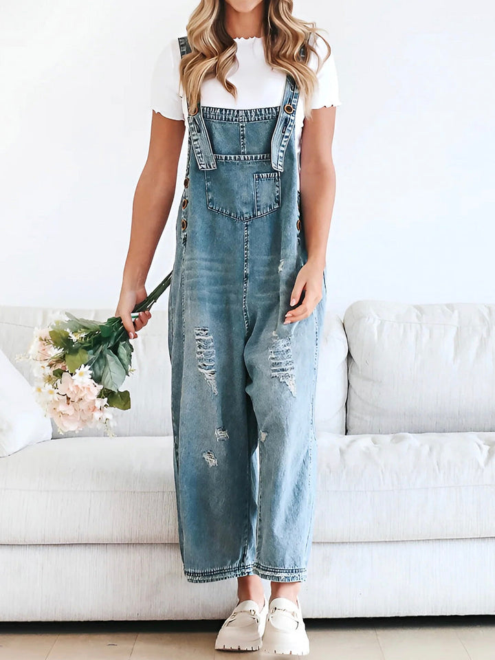 Thessa™ - Faded Denim Dungarees