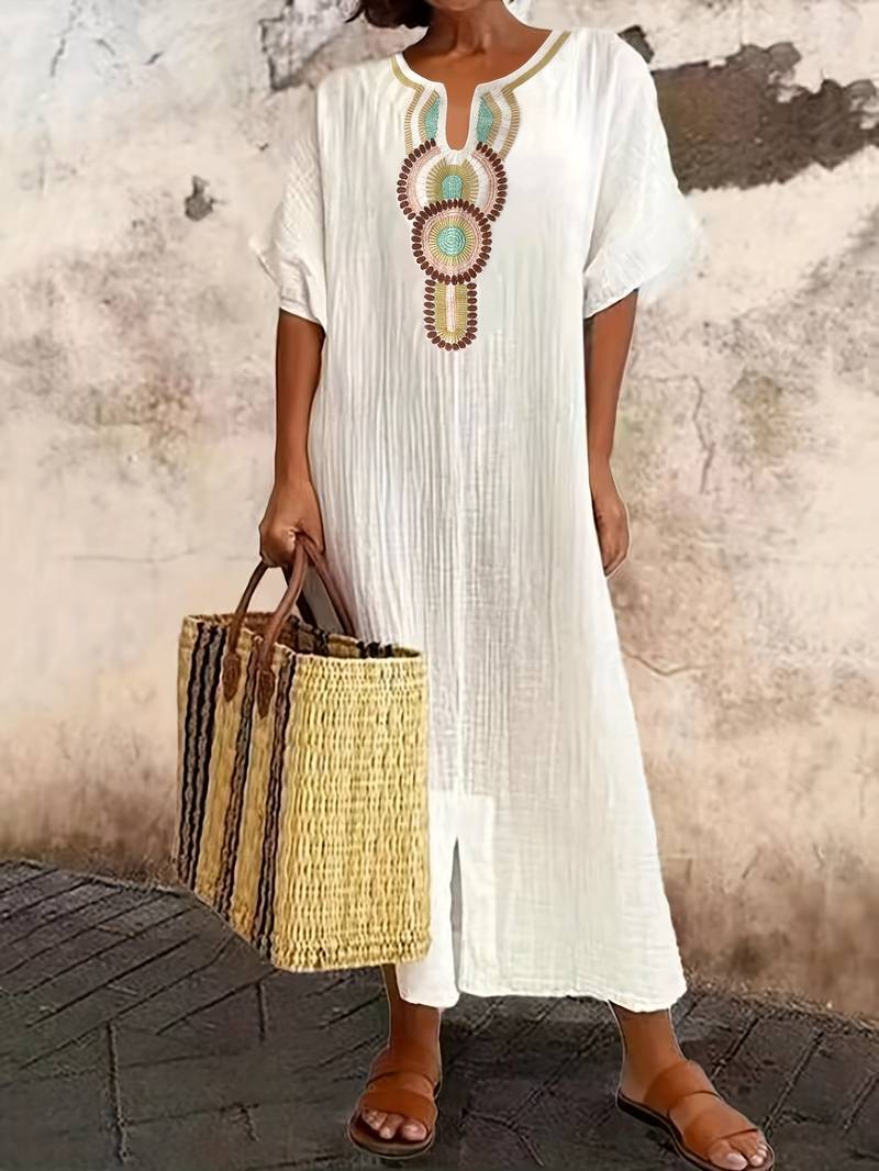 Demi™ - Boho Maxi Split Cutout Dress