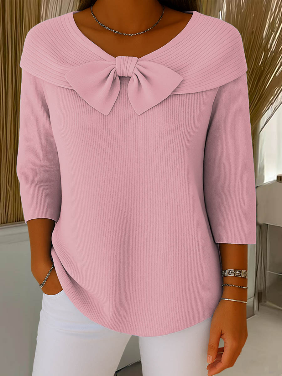 Helen™ - Elegant knitted sweater with bow detail