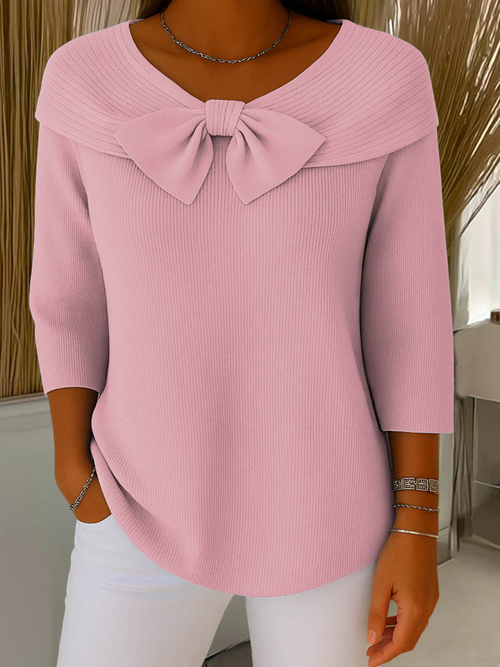 Helen™ - Elegant knitted sweater with bow detail