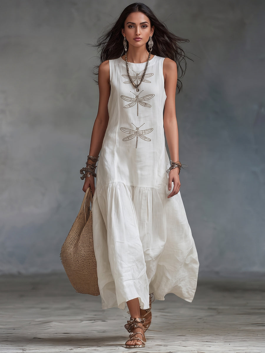 Geneva | Damen Rundhals Ärmelloses Maxikleid