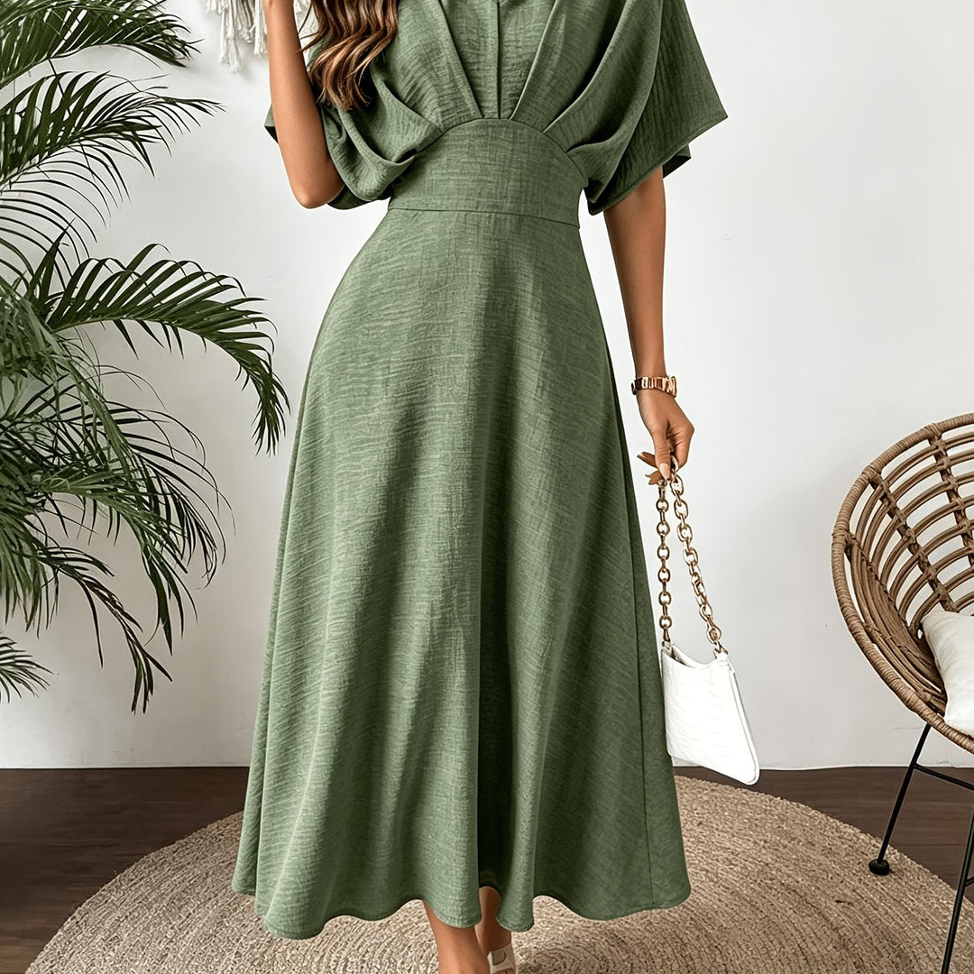 Women’s midi dress with V-neckline