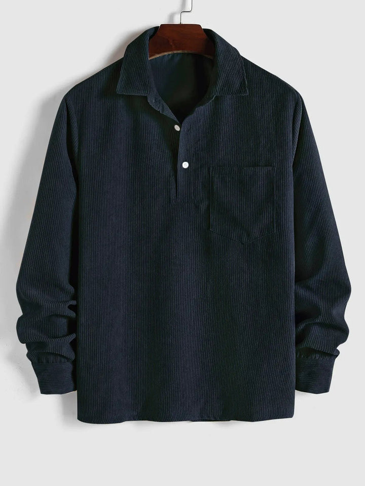 Men's Corduroy Long-Sleeve Half-Placket Shirt