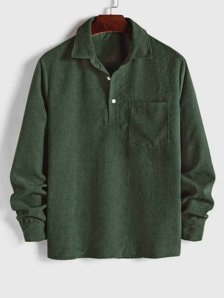 Men's Corduroy Long-Sleeve Half-Placket Shirt