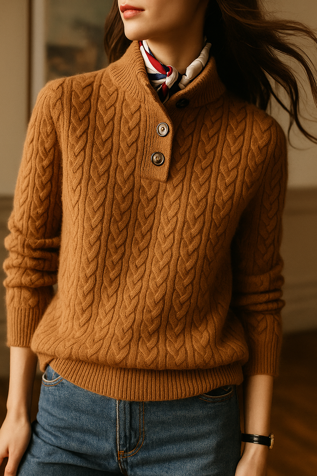 Arden Button-Front Pullover