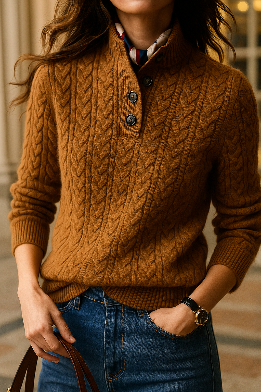 Arden Button-Front Pullover