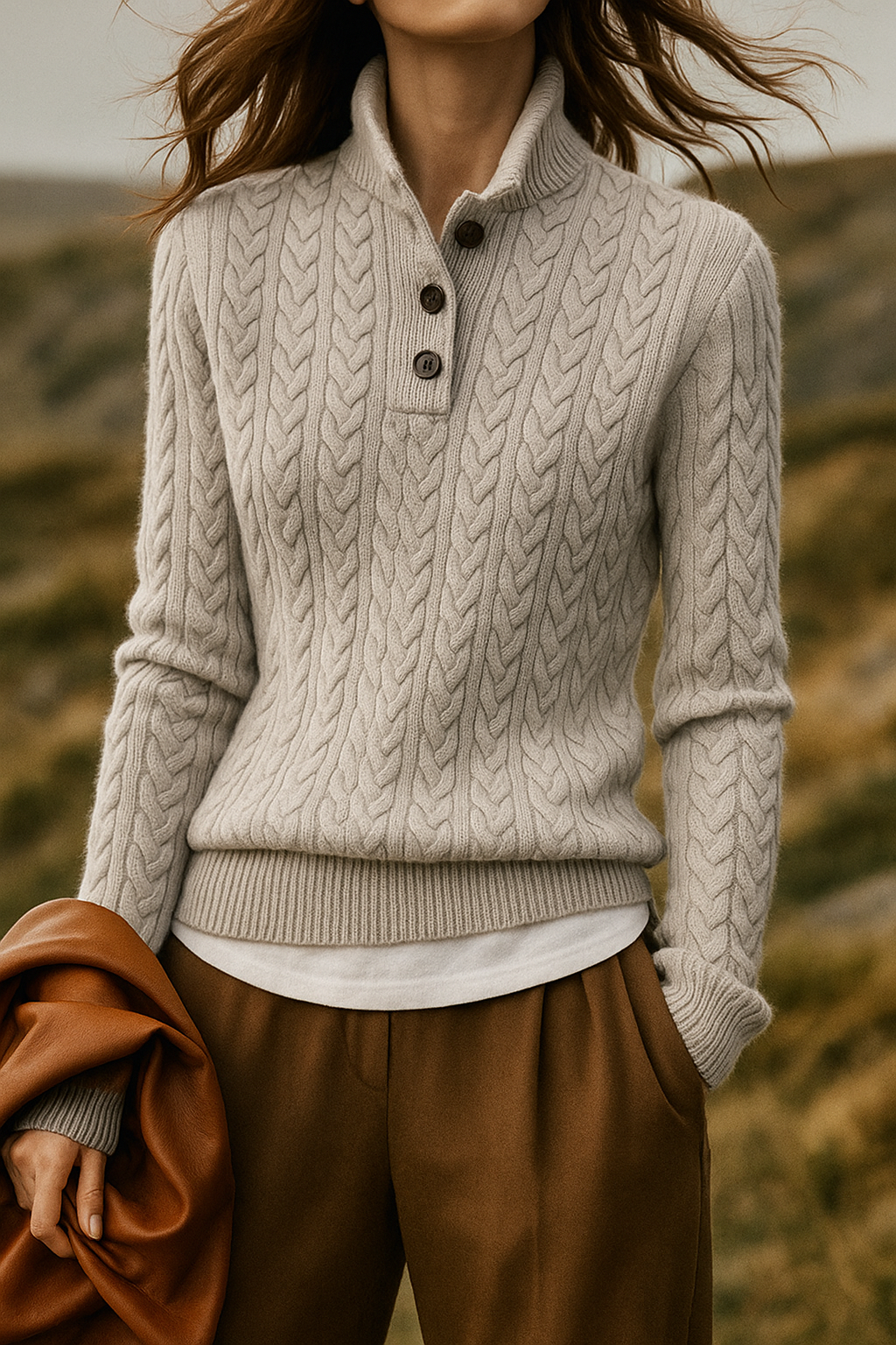 Arden Button-Front Pullover