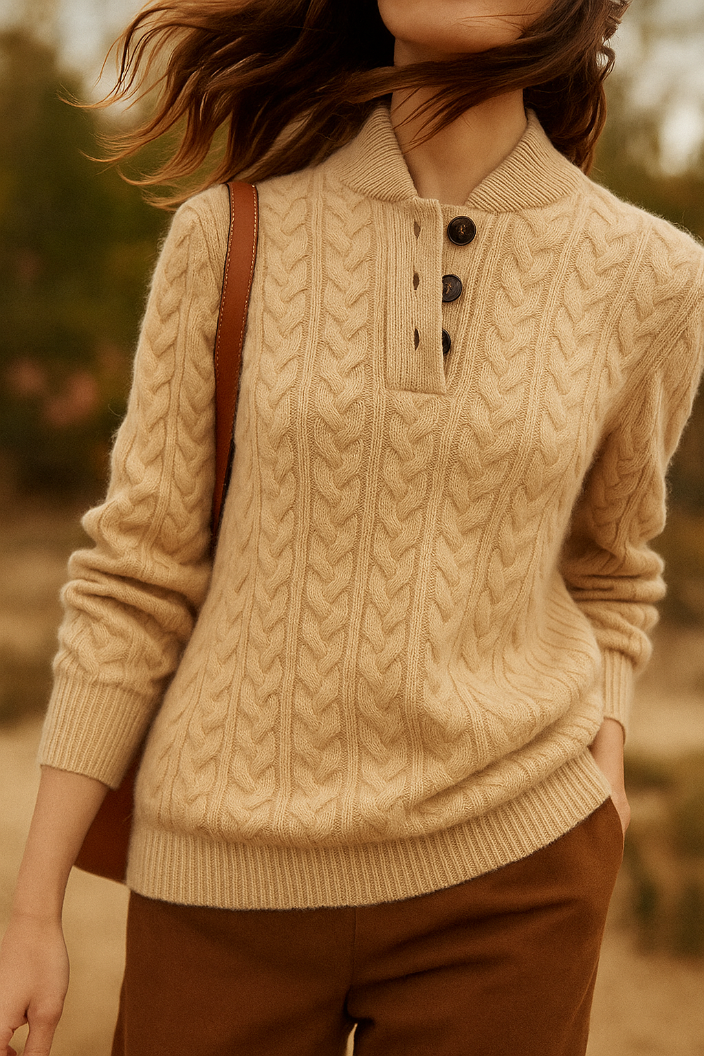 Arden Button-Front Pullover