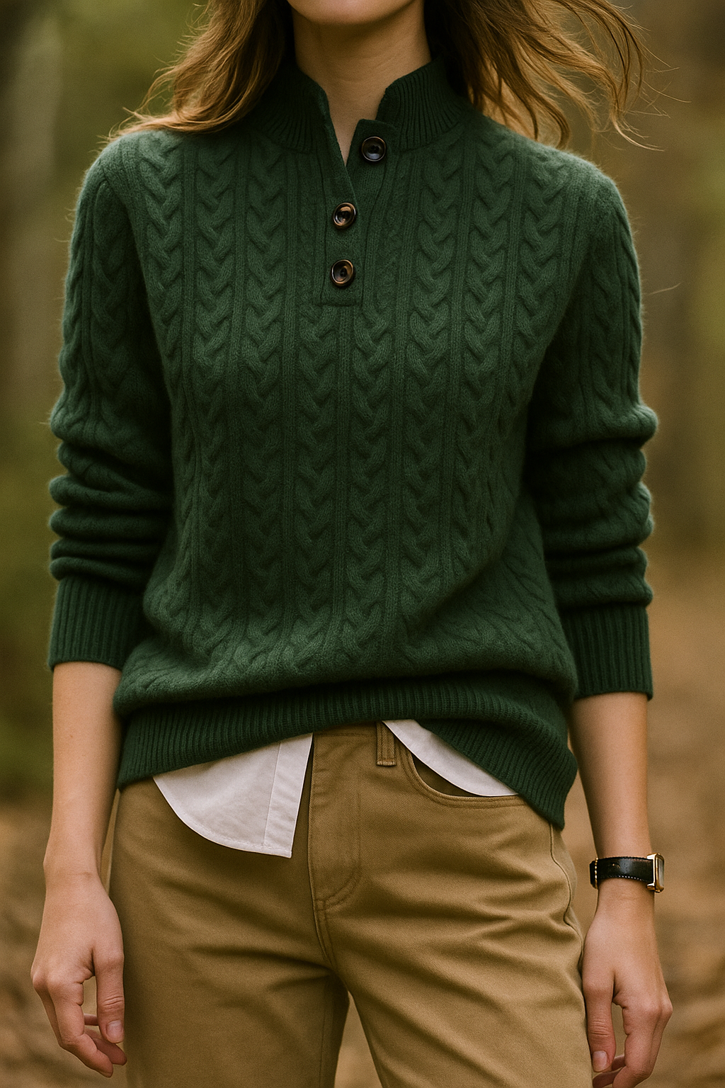 Arden Button-Front Pullover