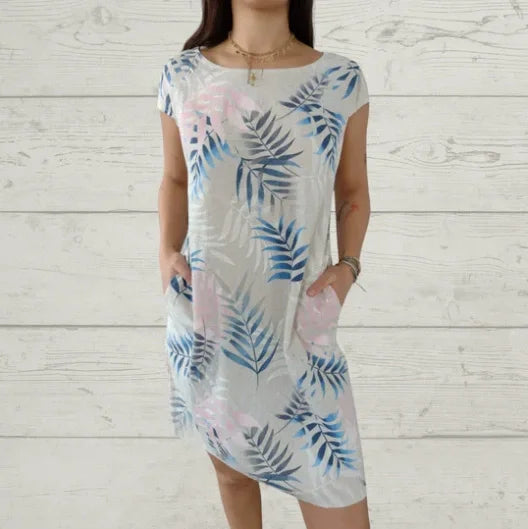 Women's Summer Dress with Pockets and Vibrant Print