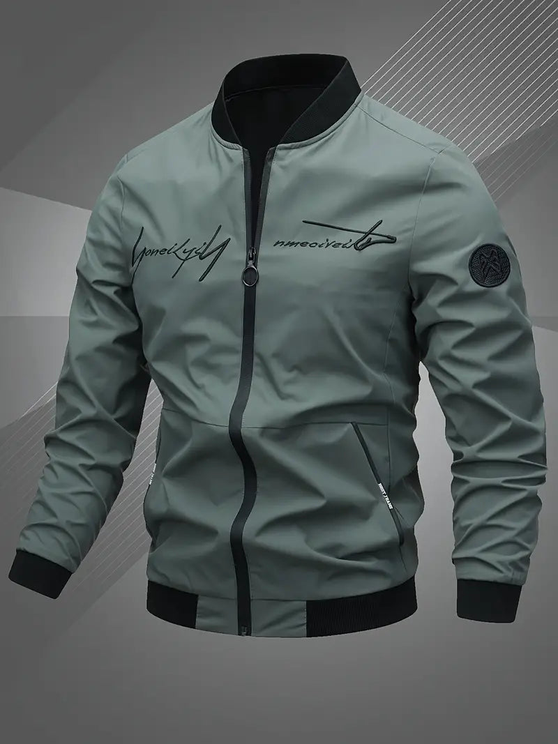 Finn - Casual Bomber Jacket With Embroidered Letter For Men