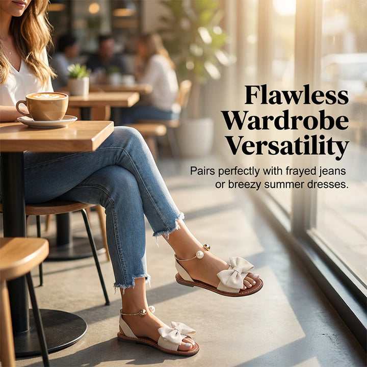 Chic ankle strap sandals, embellished with pearls