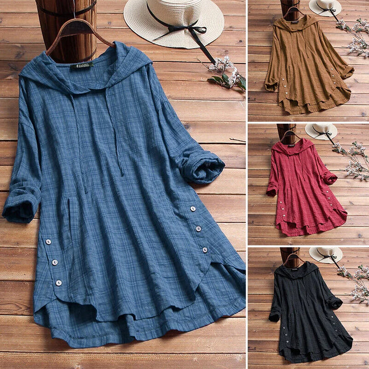 Hillary™ - Loose Cotton Sweatshirt with Button