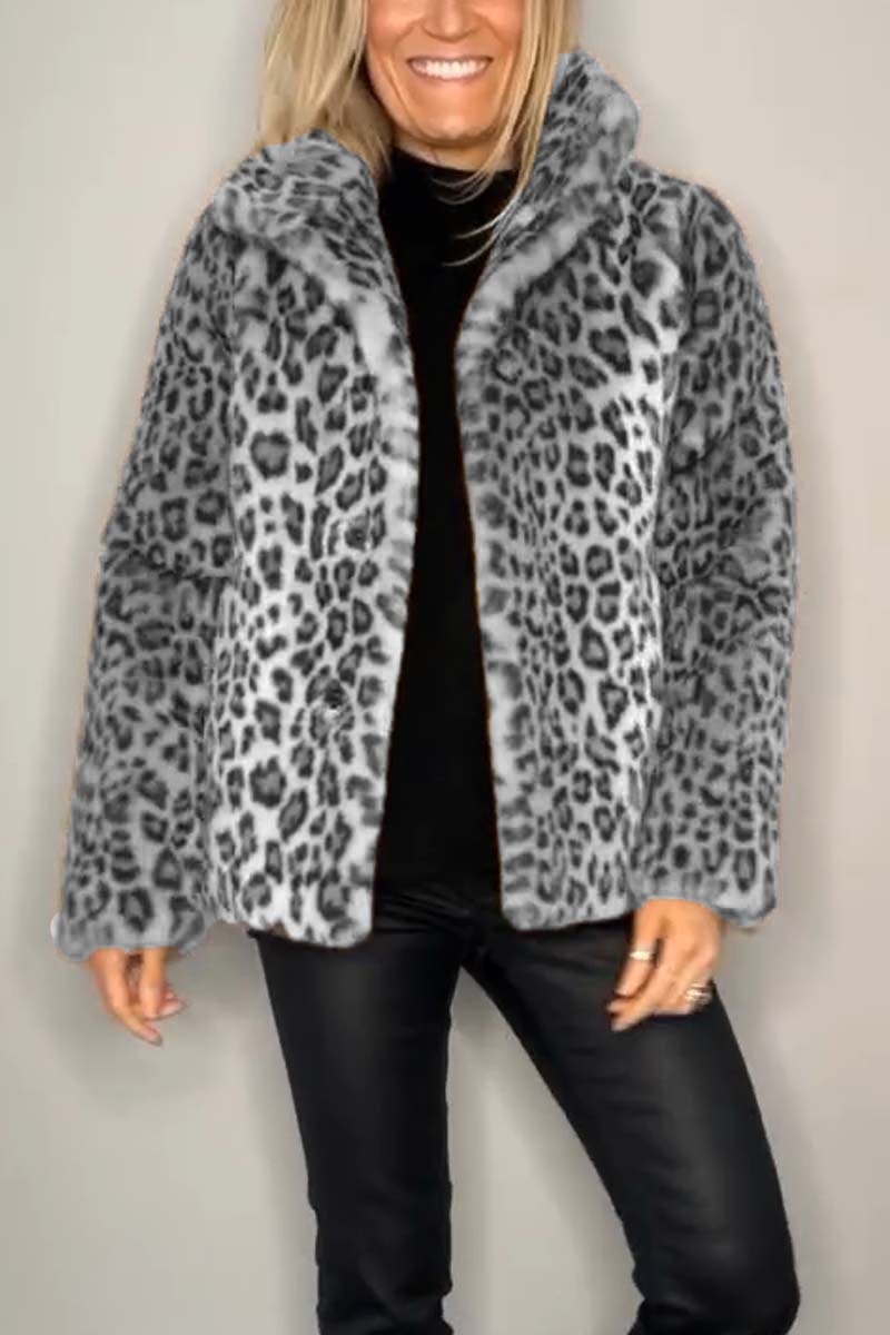 Valentina - Classic Women's Winter Coat With Leopard Print