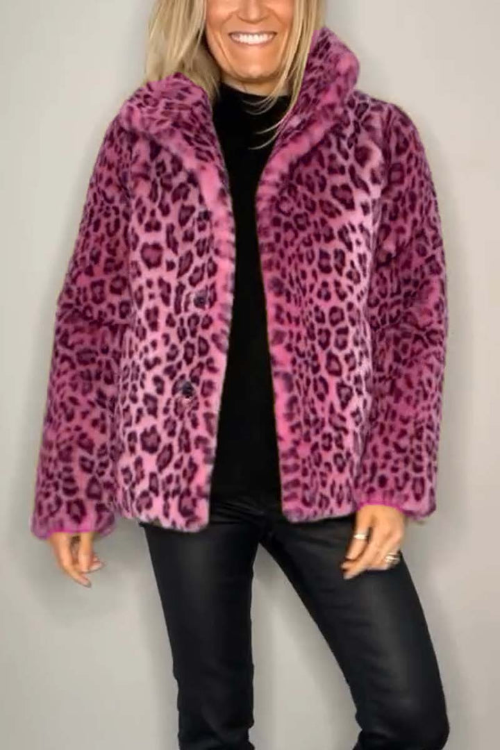 Valentina - Classic Women's Winter Coat With Leopard Print
