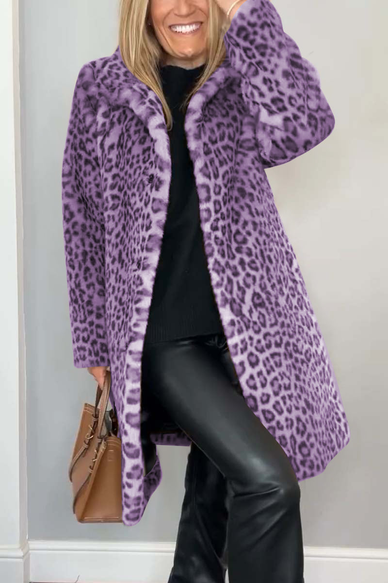 Valentina - Classic Women's Winter Coat With Leopard Print