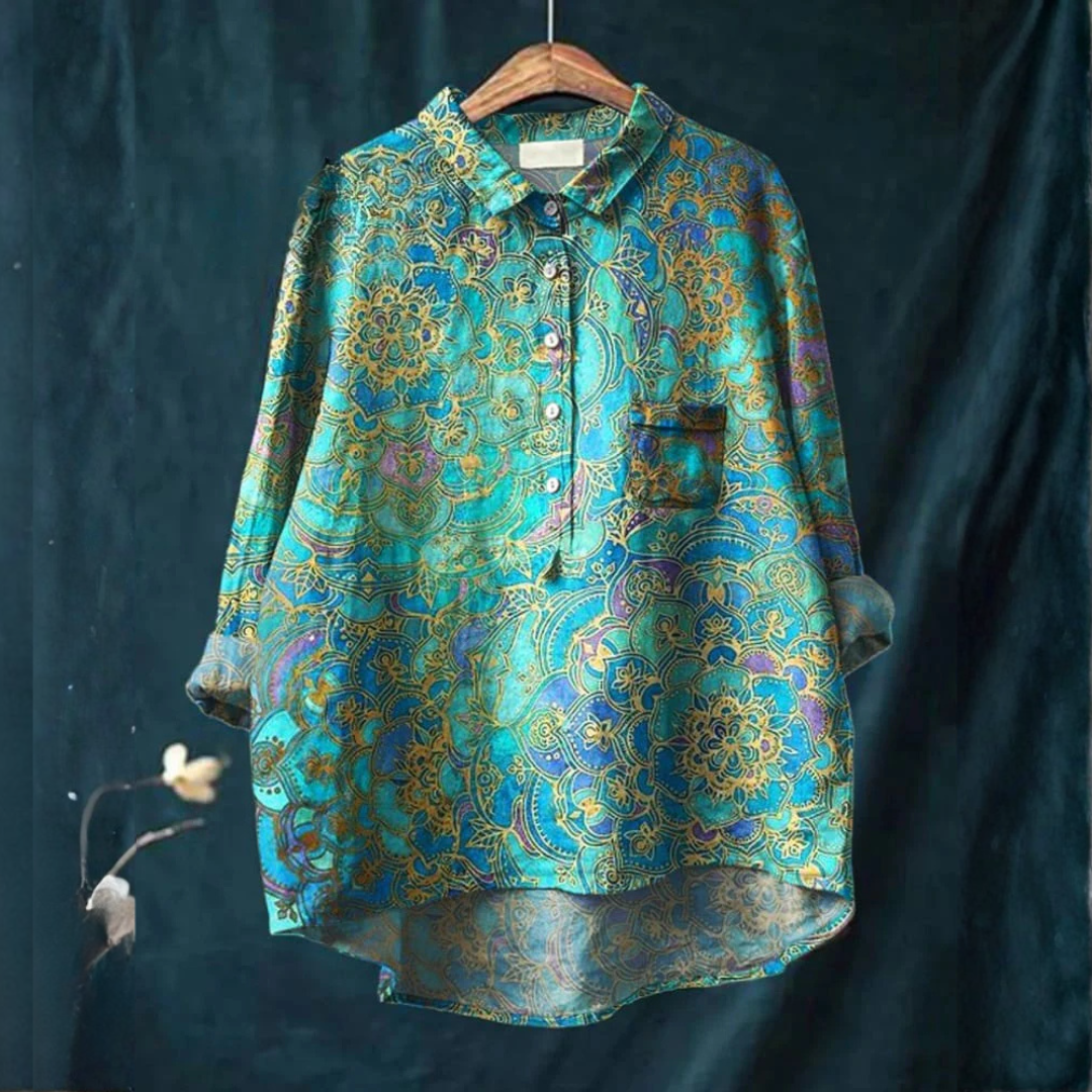 Simona – Patterned Linen Shirt