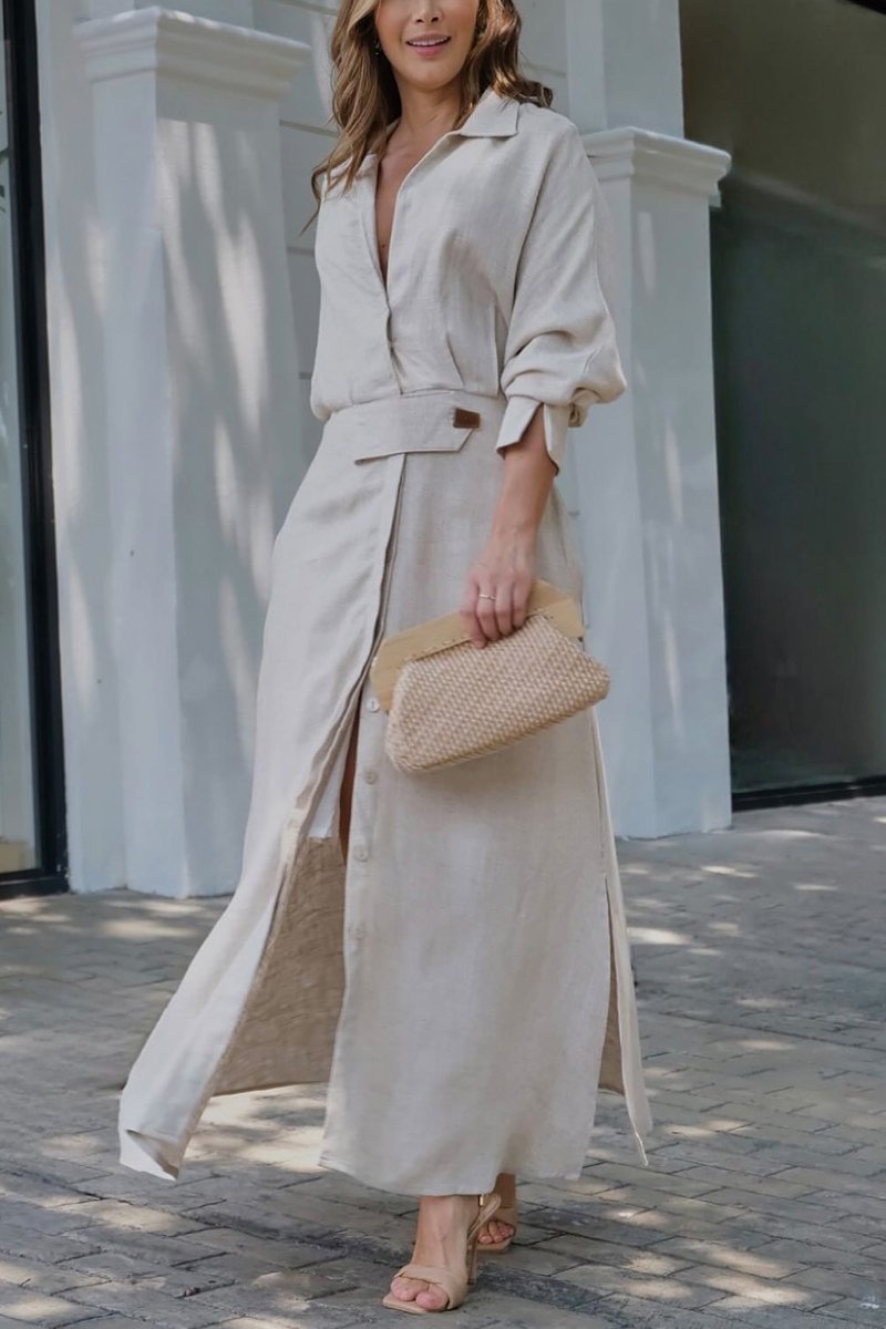 Serena™ - Chic Cotton and Linen Maxi Dress