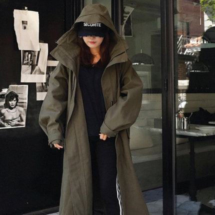Women’s oversized parka with an extra-long cut and large hood