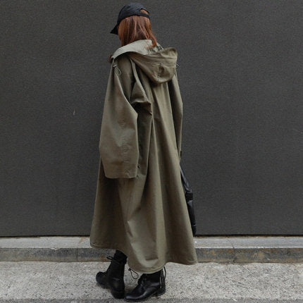 Women’s oversized parka with an extra-long cut and large hood