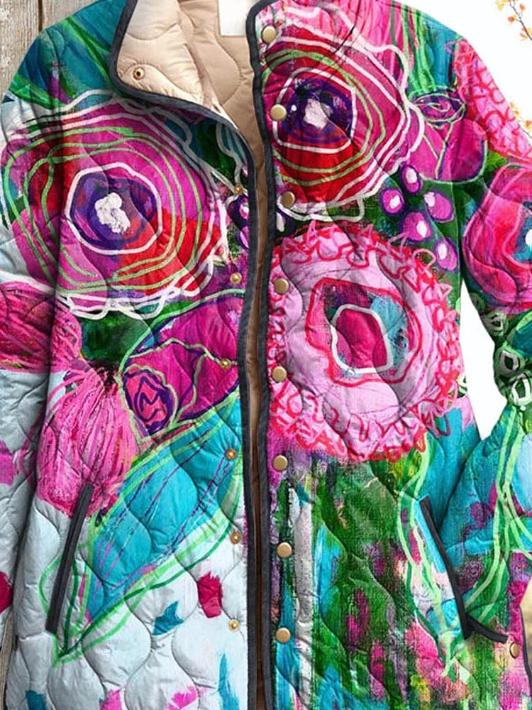 Feminine Charming Jacket with Floral Pattern