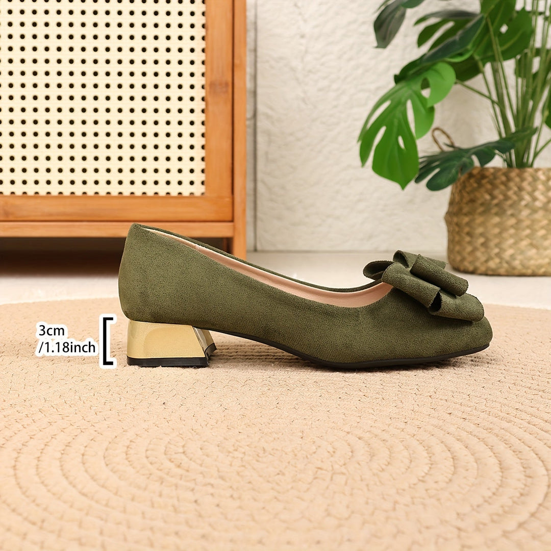 Chic women's bow shoes with stylish chunky heels